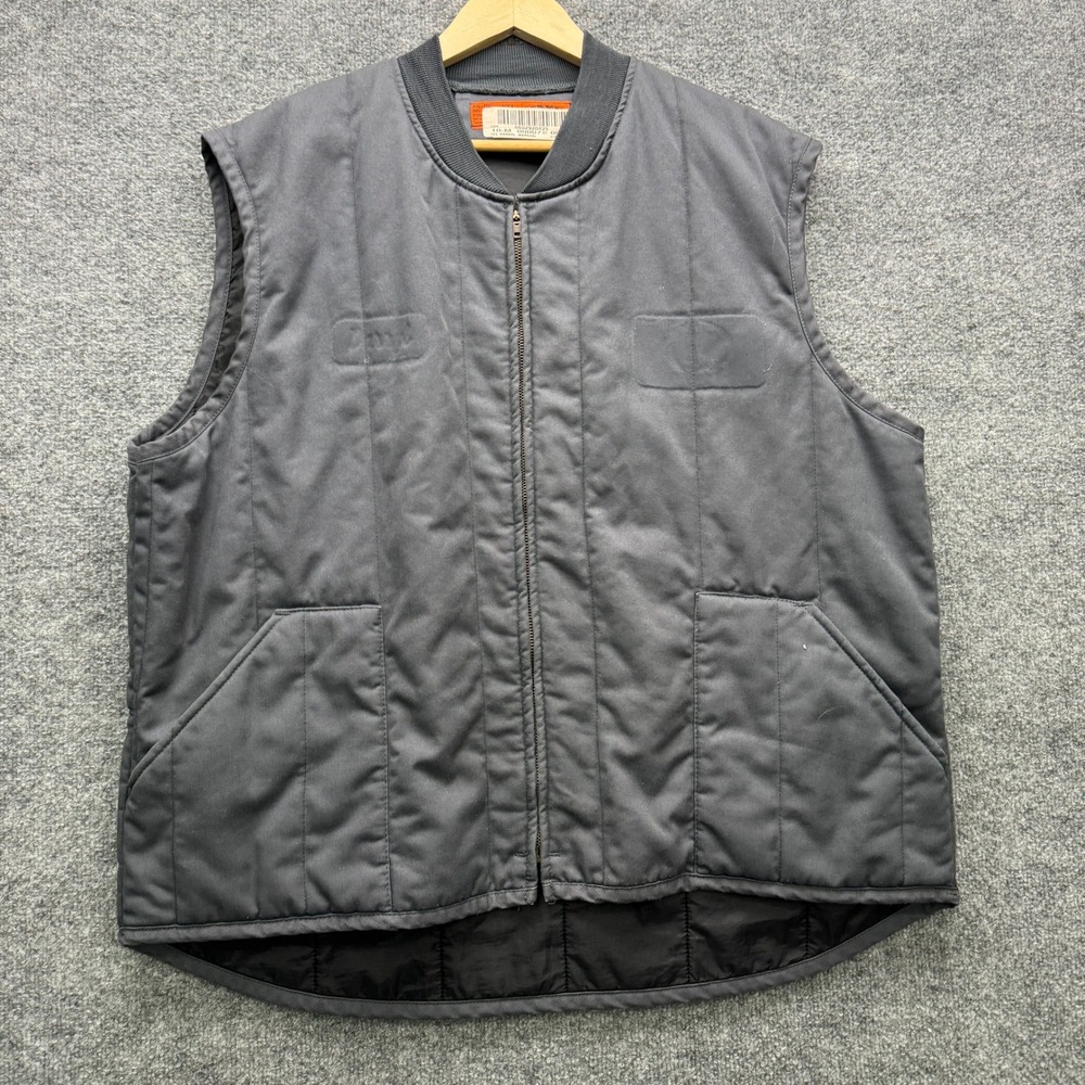 G&K VT22C Quilted Insulated Workwear Vest Mens XXL Gray Full Zip Outdoor